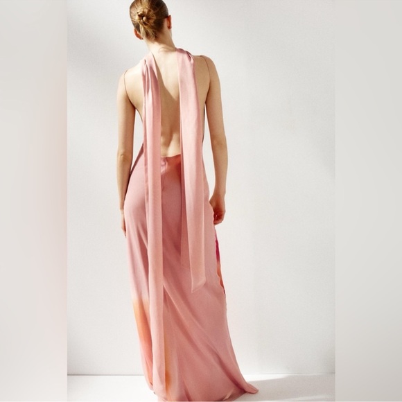 Zara Printed Long Dress with Scarf Size S - Picture 2 of 8